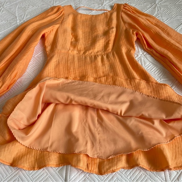 Nobody's Child Petite Zola Ballon Sleeve Mini Dress In Orange Size 6 - Picture 7 of 13